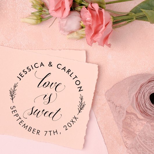 可愛葉い愛は甘いラウンド結婚の感謝 セルフインキングスタンプ