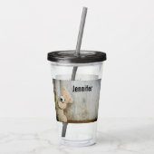 可愛詰まったい熊素朴の木壁 アクリルタンブラー (裏面)