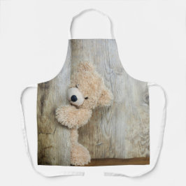 可愛詰まったい熊素朴の木壁 エプロン