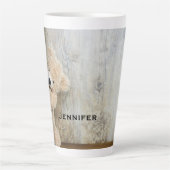 可愛詰まったい熊素朴の木壁 カフェラテマグ (正面)