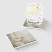 可愛詰まったい熊素朴の木壁 ストーンコースター (横)