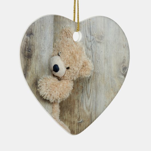 可愛詰まったい熊素朴の木壁 セラミックオーナメント (右)