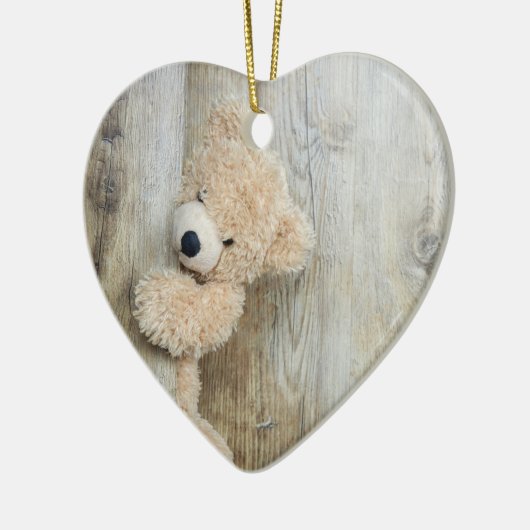 可愛詰まったい熊素朴の木壁 セラミックオーナメント (左)