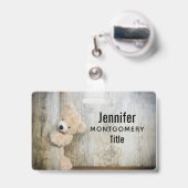 可愛詰まったい熊素朴の木壁 バッジ (伸縮クリップ付きの裏面)