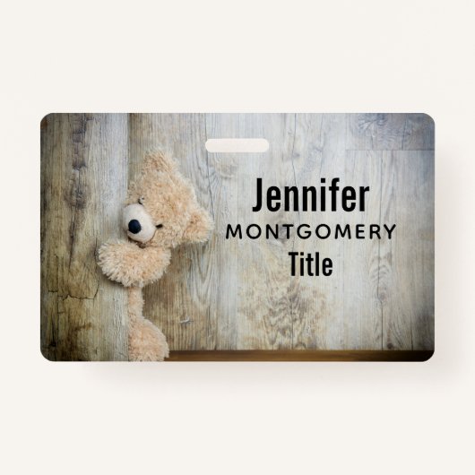 可愛詰まったい熊素朴の木壁 バッジ (裏面)