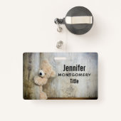 可愛詰まったい熊素朴の木壁 バッジ (裏面リトラクタブル付き)