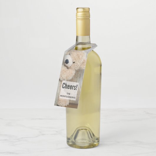 可愛詰まったい熊素朴の木壁 ボトルネックタグ (アングル)