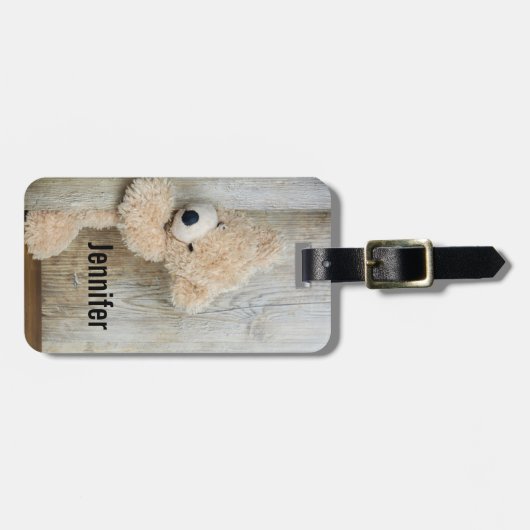 可愛詰まったい熊素朴の木壁 ラゲッジタグ (正面横)