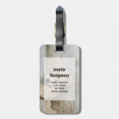 可愛詰まったい熊素朴の木壁 ラゲッジタグ (裏面縦)