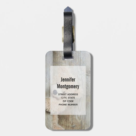 可愛詰まったい熊素朴の木壁 ラゲッジタグ (裏面縦)