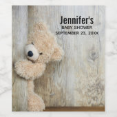 可愛詰まったい熊素朴の木壁 ワインラベル (シングルラベル)