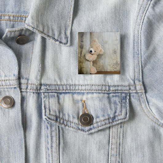 可愛詰まったい熊素朴の木壁 缶バッジ (インサイチュ)