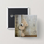 可愛詰まったい熊素朴の木壁 缶バッジ (正面&裏面)