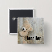 可愛詰まったい熊素朴の木壁 缶バッジ (正面&裏面)
