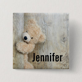 可愛詰まったい熊素朴の木壁 缶バッジ