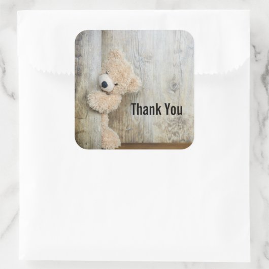 可愛詰まったい熊素朴木の壁 スクエアシール (バッグ)