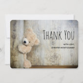 可愛詰まったい熊素朴木の背景ありがとう サンキューカード (正面)