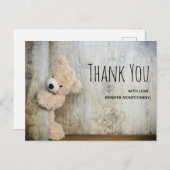 可愛詰まったい熊素朴木の背景ありがとう ポストカード (正面/裏面)