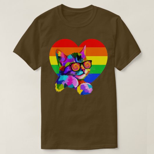可愛誇りを持ったい猫プライドLGBTトランスジェンダー国旗のハートG Tシャツ (デザイン正面)