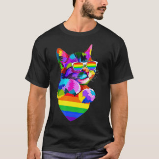 可愛誇りを持ったい猫プライドLGBTトランスジェンダー国旗のハートG Tシャツ