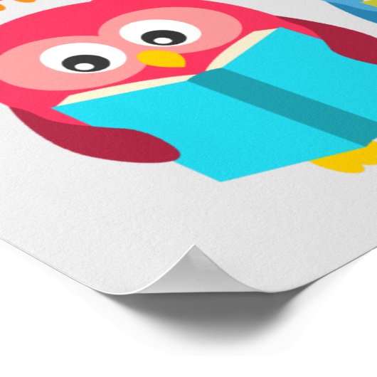 可愛読いフクロウ ポスター (角)