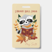 可愛読いラクーン図書室パスバッジ バッジ (正面)