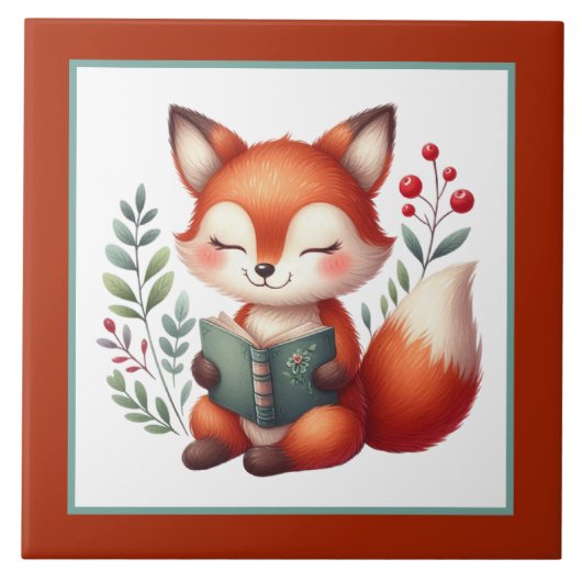 可愛読い恋人の本nook fox library タイル (正面)