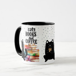 可愛読い黒猫の本：本好きの本 マグカップ
