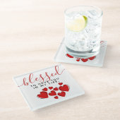 可愛賛美い赤いハートが私の人生に ガラスコースター (アングル)