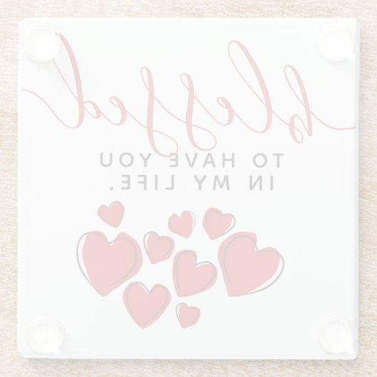 可愛賛美い赤いハートが私の人生に ガラスコースター (裏面)