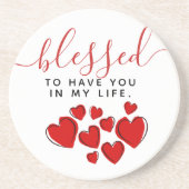 可愛賛美い赤いハートが私の人生に コースター (正面)