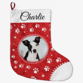 可愛赤と白いペットフォトストッキング ラージクリスマスストッキング (正面)