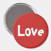 可愛赤と白いラブワードデザイン マグネット (正面/裏面)