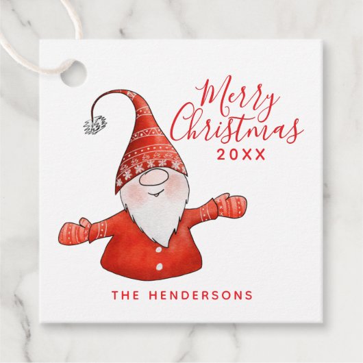 可愛赤と白い格言カスタムメリークリスマス フェイバータグ (正面)