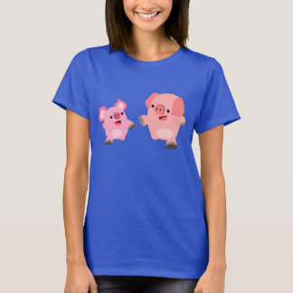 可愛走いの豚の女Tシャツ Tシャツ