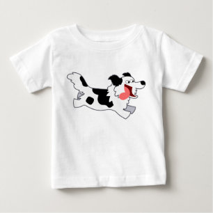 可愛走い漫画縁どCollie Kids Tシャツ
