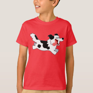 可愛走い漫画縁どCollie Kids Tシャツ