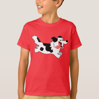 可愛走い漫画縁どCollie Kids Tシャツ