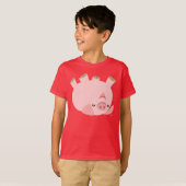 可愛転がいオーバー漫画の豚の子どもTシャツ Tシャツ (正面フル)