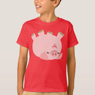 可愛転がいオーバー漫画の豚の子どもTシャツ Tシャツ