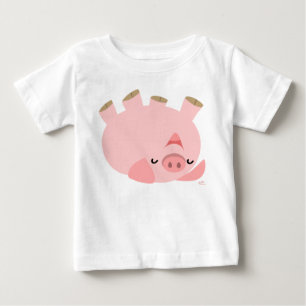 可愛転がいオーバー漫画の豚ベビーTシャツ ベビーTシャツ
