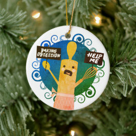 可愛転がいピンベーキングの救済クリスマス セラミックオーナメント