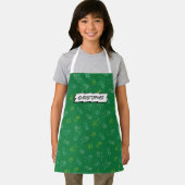 可愛遊い子ども柄の緑の名パーソナライズされた前 エプロン (インサイチュ)