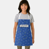 可愛遊い子ども柄の青い名パーソナライズされた前 エプロン (インサイチュ)
