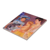 可愛遊い子猫を飼っている子ども(Mary Cassatt) タイル (側面)