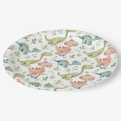 可愛遊い恐竜子供の誕生日 ペーパープレート (アングル)