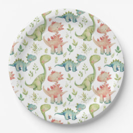 可愛遊い恐竜子供の誕生日 ペーパープレート