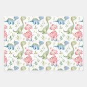 可愛遊い恐竜子供の誕生日 ラッピングペーパーシート (正面)