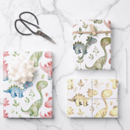 可愛遊い恐竜子供の誕生日 ラッピングペーパーシート