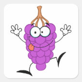 可愛間抜けいおもしろい紫色の葡萄のキャラクター スクエアシール (正面)